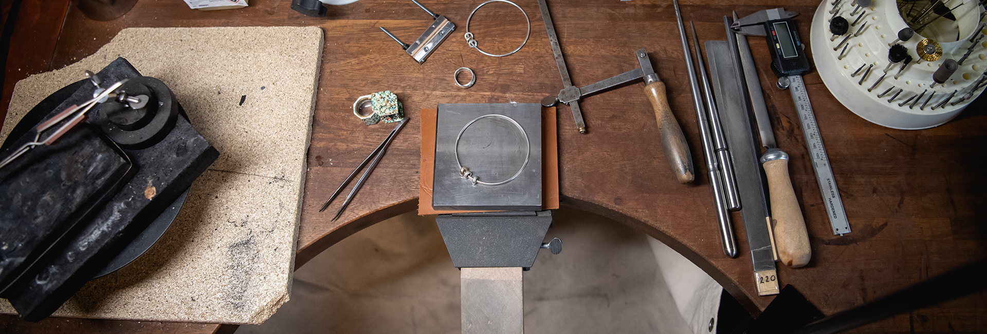 Goldsmith's workbench viewed from above